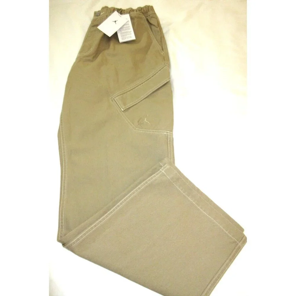 Jordan Men's MJ Chicago Cotton Cargo Casual Logo Pants Desert Khaki Large NWT